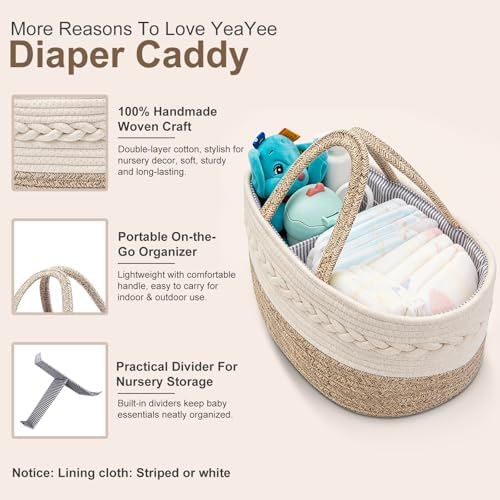 Baby Diaper Caddy Organizer, Portable Nursery Storage Basket - Image 2