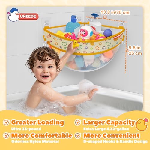 UNEEDE 4.32 Gallons Duck Print Corner Mounted Bath Toy Storage Holder - Image 4