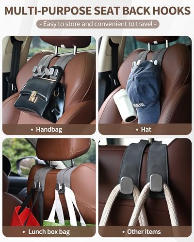 Headrest Hooks for Car, 4 Pack Car Seat Back Organizer Storage Hook, Double - Image 7