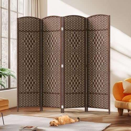 JOSTYLE Rattan Room Divider, 4-Panel Folding Privacy Screen 6ft. Extra Wide by Jostyle
