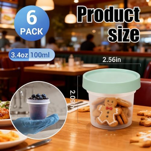 6 Pack 3.4oz Food Storage Containers, Plastic Containers - Image 2