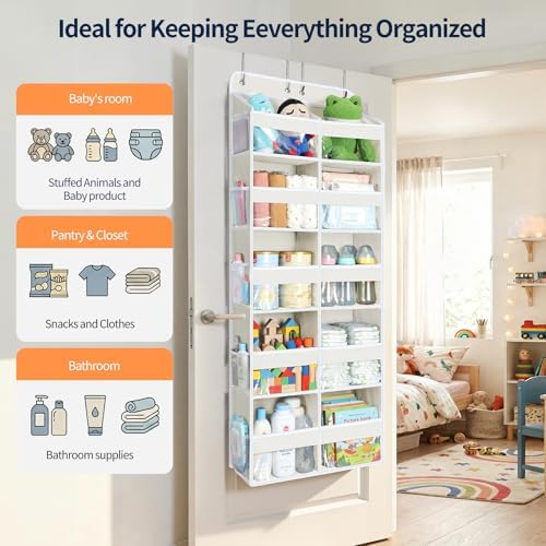 Yecaye Over The Door Organizer, 5 Tier Extra Large Behind Door Storage of 10 - Image 5