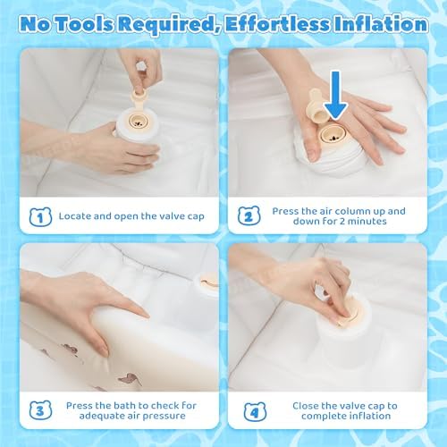 UNEEDE Inflatable Baby Bathtub, Portable Baby Tub - Image 4
