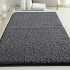 Polyester Bathroom Rug 24"x40" Dark Gray, Non-Slip Soft Bath Mat by Kildoss