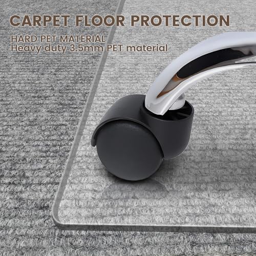 Office Chair Mat for Carpet, Transparent, 0.14" Thick, Heavy Duty, Flat Shipping - Image 2