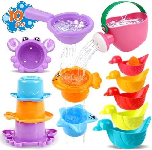 10 Pcs Bath Toys for Kids Ages 1-3, Bathtub & Pool Water Toys for Toddlers 1-3 by Unknown