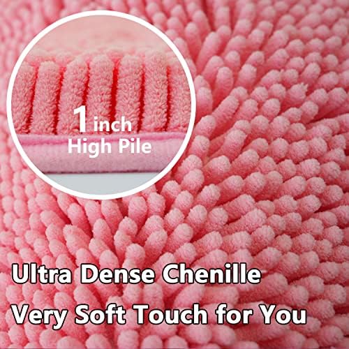 Bathroom Rugs Chenille 3-Piece Extra Soft and Absorbent Shag Bathroom Rugs - Image 5