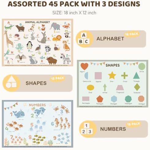 Disposable Placemats for Baby & Toddlers, 45 Pack Baby Disposable Placemats for - Image 2