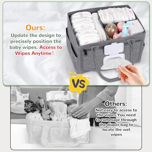 Volnamal Diaper Caddy with Wipe Dispenser One-Handed Access - Image 3