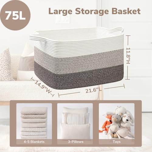 Goodpick Large Woven Rope Blanket Basket - Image 3