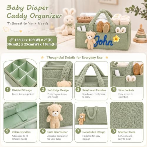 Personalized Baby Diaper Caddy Organizer Custom Baby Storage Basket - Image 6