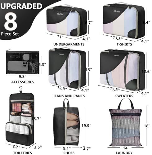 OlarHike 8 Set Packing Cubes for Travel, Gifts for Women Mom, Anti-Tearing - Image 2