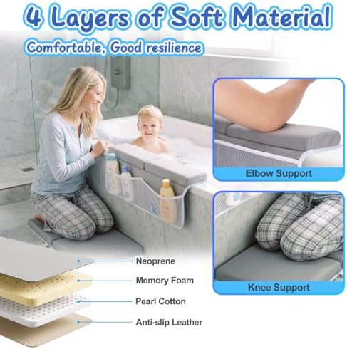 Baby Bath Kneeler and Elbow Rest Pad Set, Bath Kneeling Pad - Image 3