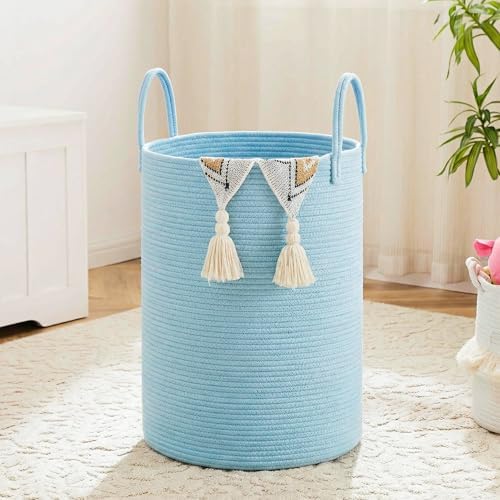 Laundry Basket, Woven Cotton Rope Laundry Hamper, 80L by Artfeel