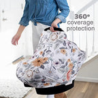 Rquite 4-in-1 Baby Car Seat Canopy, Stretchy Nursing Breastfeeding Cover - Image 3