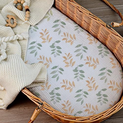 Muslin Bassinet Sheets 2 Pack, Universal Cotton Fitted Baby Mattress Sheet - Image 3