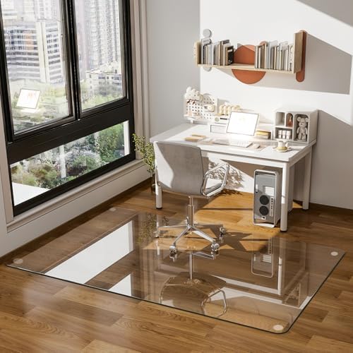 GLSLAND 36"x55" Tempered Glass Office Chair Mat, Hard Floor Mat by GLSLAND
