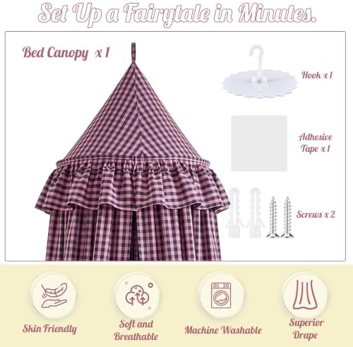 SmoothNovelty Gingham Plaid Bed Canopy - Image 3