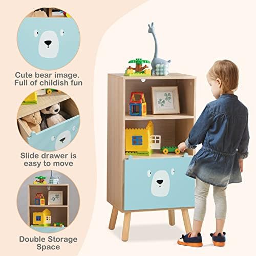 INFANS Kids Bookcase Toy Storage Organizer, Children Storage Cabinet - Image 5