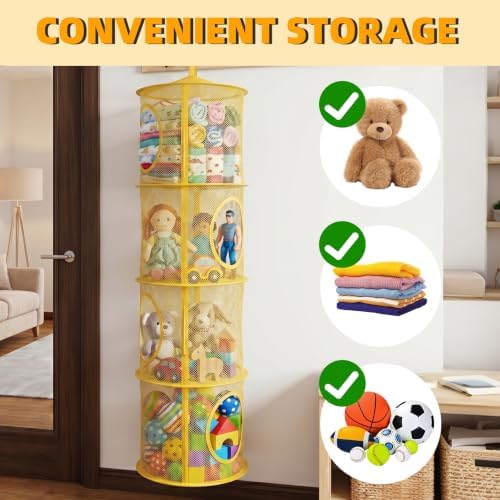Hanging Stuffed Animal Storage Hammock Net 4 Tiers - Image 6