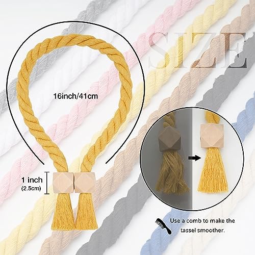 NICEEC 2 Pack Wooden Polyhedron Magnetic Curtain Tiebacks Boho Home Decor Drape - Image 4