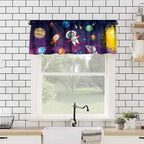 Cartoon Astronaut Valances Kids Curtains, Cute Galaxy Planet Outer Space Theme - Image 4