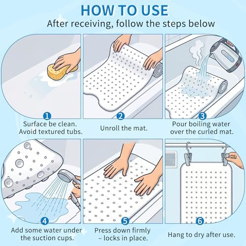 Mermaid Bath Mat for Tub Non Slip, Kids Bath Mat for Baby - Image 6