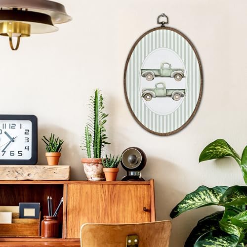 FLAWAFLOMA Vintage Truck Nursery Oval Wall Art Decor, Kids Room Canvas Wall Art - Image 2