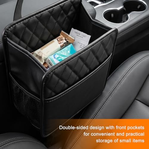 Car Seat Back Organizer, Foldable Leather Auto Backseat Hanging Storage Pocket - Image 6