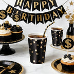 WRAPAHOLIC 50 Pcs Black Gold Dot Paper Cups - 9 oz Black and Gold Foil Dots - Image 3