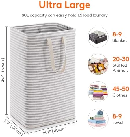 Lifewit 80L Large Laundry Baskets, 1 Pack, Reinforced Handles - Image 3