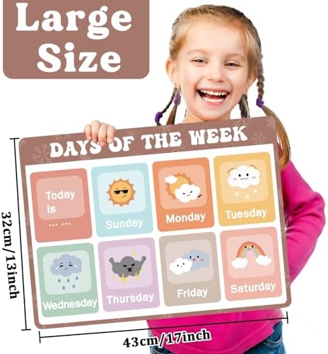 Educational Placemats Set of 6 Boho Kid Plastic Table Mat 17×13×0.04in - Image 2