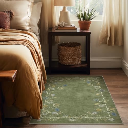 3x5 Washable Bedroom Area Rug: Small Living Room Rugs Non Slip Throw Carpet - Image 4