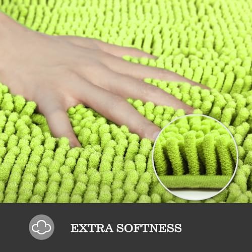 Yeaban Chenille Lime Green Bathroom Rug 40"x60", Non-Slip Rubber Backing - Image 3