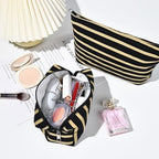 SOIDRAM 2 Pieces Makeup Bag Large Stripe Cosmetic Bag Capacity Canvas Mix - Image 5