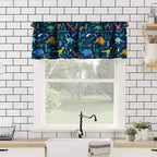 Dinosaurs Valance Curtain for Kids Blue Cartoon Minimalist Prehistoric Plant - Image 4