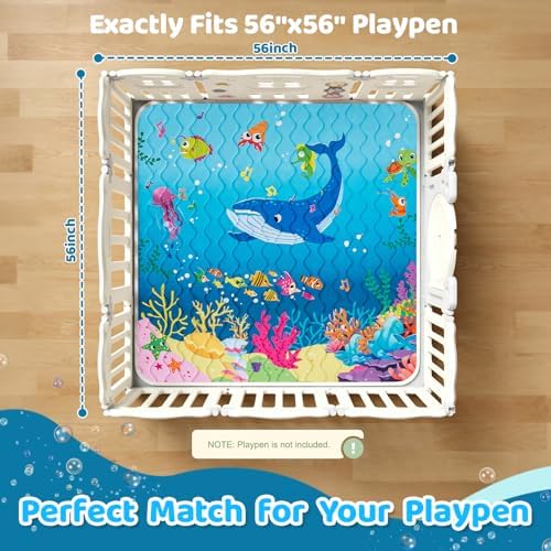 RONGFA Baby Play Mat for Floor, Playpen Mat for Toddlers Infant Kids, Machine - Image 3