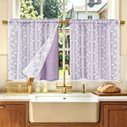 ASPMIZ Purple Linen Kitchen Curtains Double Layer Kitchen Window Curtains - Image 6