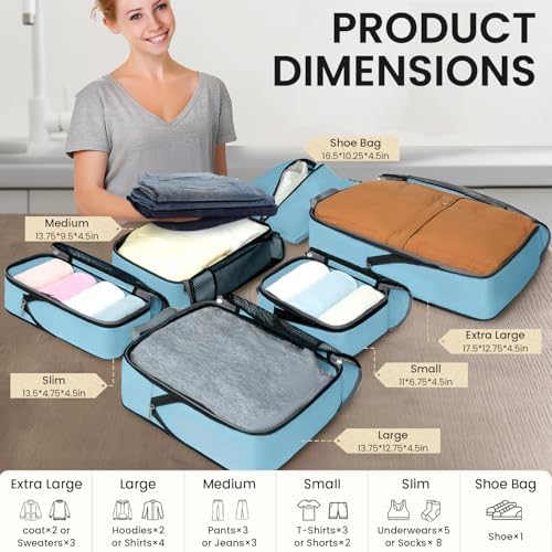 BAGAIL 4 Set/6 Set/8 Set Compression Packing Cubes Travel Accessories - Image 2