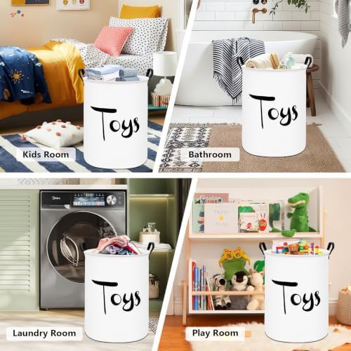 QUEENLALA Foldable Waterproof Round Fabric Laundry Basket Home - Image 5