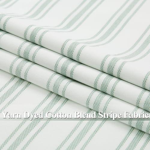 ZJDECOR 72 Inch Green White Striped Full Blackout Curtain Panels - Image 5