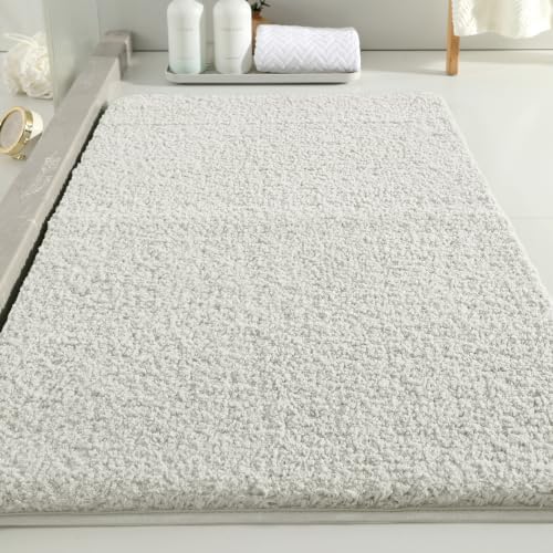 Polyester Bathroom Rug 24"x40" Light Gray, Non-Slip Soft Bath Mat by Kildoss
