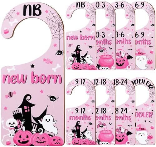Halloween Baby Closet Dividers 8Pcs – Pink Black Wooden Double-Sided Clothes by CORNERLACE