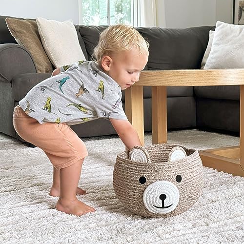 CherryNow Baby Basket for Gifts Empty, Cute Bear Design, Light Brown - Image 2