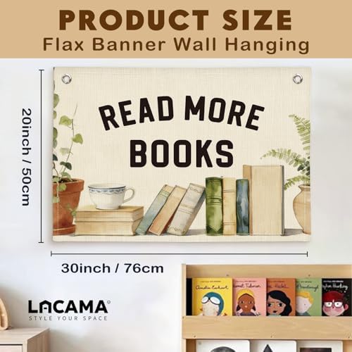 Lacama Reading Nook Decor Read More Books Linen Banner - Image 7