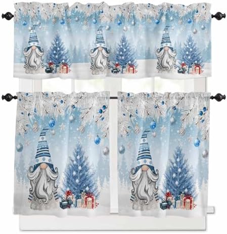 Vandarllin Christmas Gnome Kitchen Curtains and Valances Set, Winter Merry by VandarllinHomeKitchenDecor