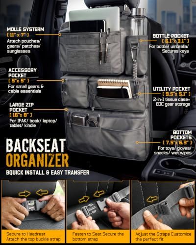 RXW All-In-One Back Seat Car Organizer, Fit Cars Trucks Jeeps Pickups Vans - Image 3