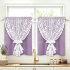 ASPMIZ Purple Kitchen Curtains 36 Inch Double Layer Kitchen Window Curtains by ASPMIZ