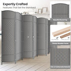 8 Panel Folding Room Divider, Woven Privacy Screen - Image 2