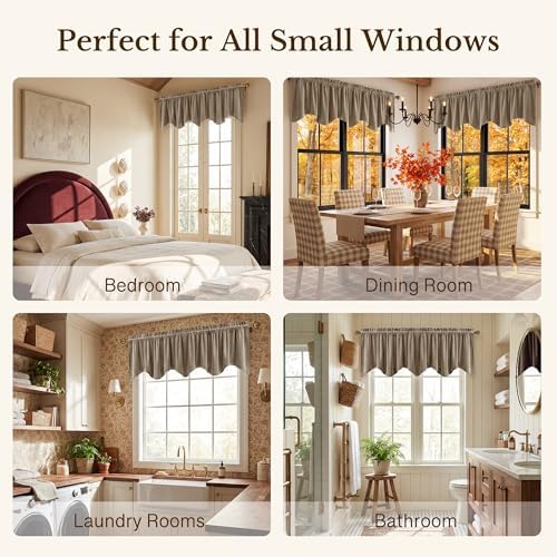 StangH Camel Beige Scalloped Valance Curtains 52x18 Inch, 1 Panel - Image 6